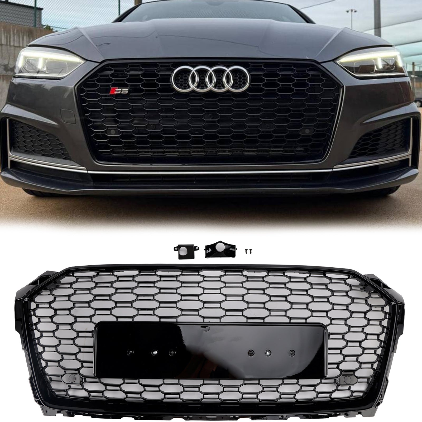 BKM アウディ A5 / S5 (B9/F5) RSスタイル グリル・グロスブラック