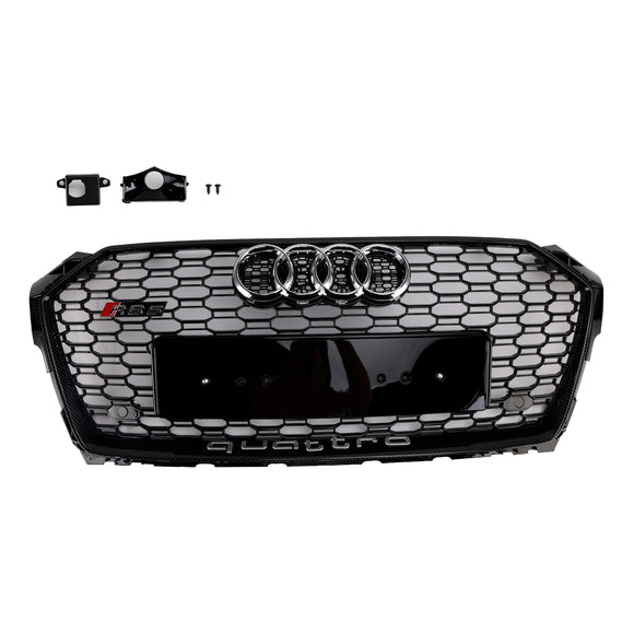 Parrilla delantera deportiva estilo RS5 2017-2019 tipo panal, compatible con Audi A5 S5 B9