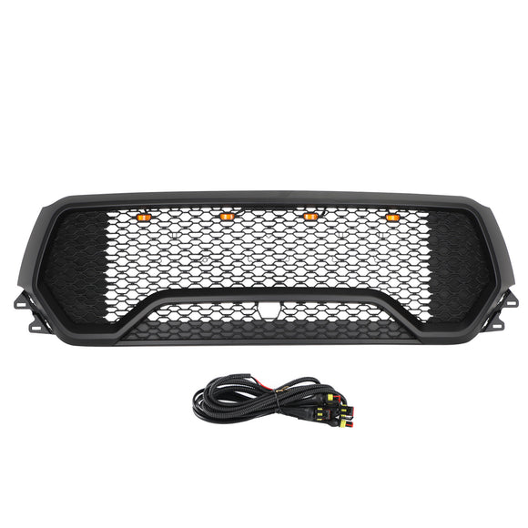 Style TRX | Dodge Ram 1500 | 2019-2024 | Noir mat | Grille avant | Grille de pare-chocs supérieure avec lettre + lumière LED