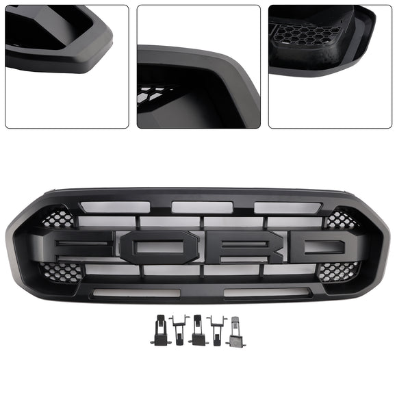 Ford Ranger 2019-2023 Raptor Style Front Grille Front Bumper Replacement Black Grill
