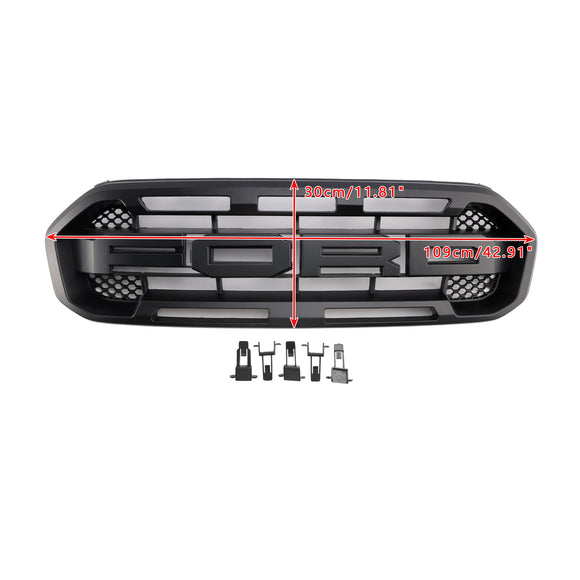 Ford Ranger 2019-2023 Raptor Style Front Grille Front Bumper Replacement Black Grill