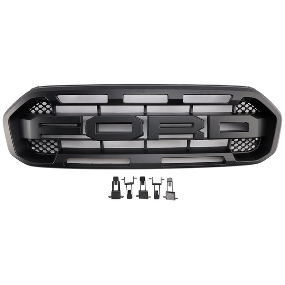Ford Ranger 2019-2023 Raptor Style Front Grille Front Bumper Replacement Black Grill