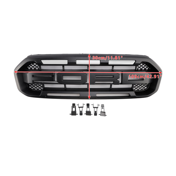 Ford Ranger 2019-2023 Raptor Style Front Grille Front Bumper Replacement Black Grill