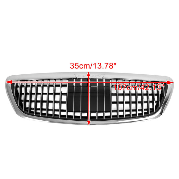 Mercedes Benz S-Class W222 2014-2020 Front Grill Maybach Style Chrome Bumper Replacement Grille