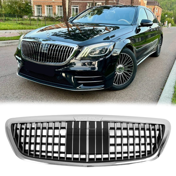 Mercedes Benz S-Class W222 2014-2020 Front Grill Maybach Style Chrome Bumper Replacement Grille