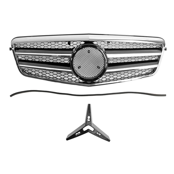 Mercedes-Benz Clase E W212 Parrilla de repuesto para parachoques delantero cromado estilo AMG 2009 2010 2011 2012 2013 con emblema