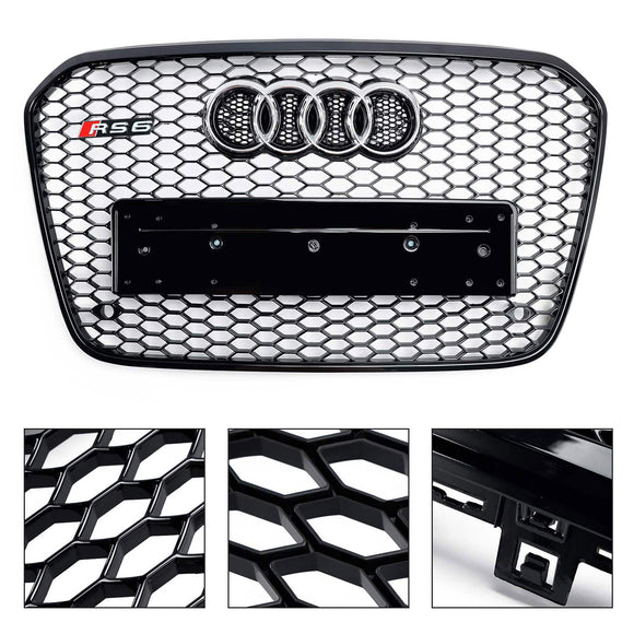 Griglia nera a nido d'ape in rete anteriore stile RS6 per Audi 2012-2015 A6 S6 C7