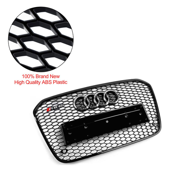 Griglia nera a nido d'ape in rete anteriore stile RS6 per Audi 2012-2015 A6 S6 C7