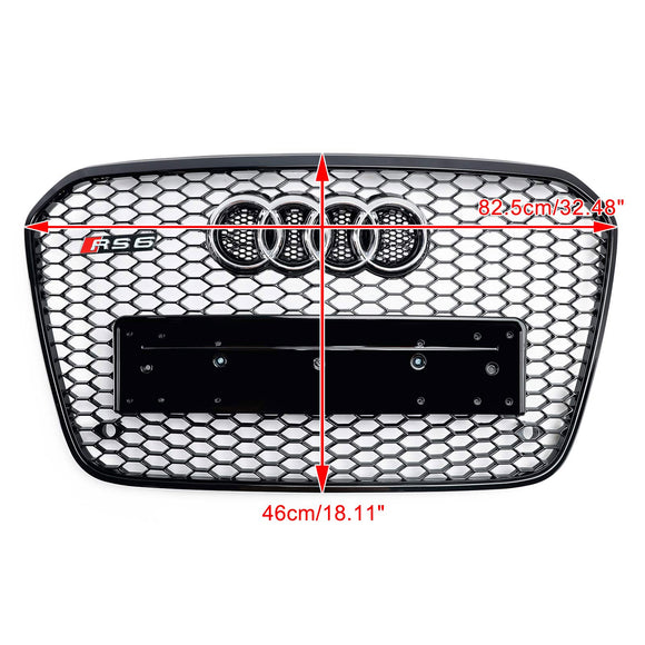 Griglia nera a nido d'ape in rete anteriore stile RS6 per Audi 2012-2015 A6 S6 C7