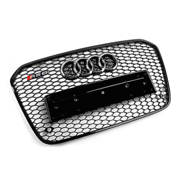 Griglia nera a nido d'ape in rete anteriore stile RS6 per Audi 2012-2015 A6 S6 C7