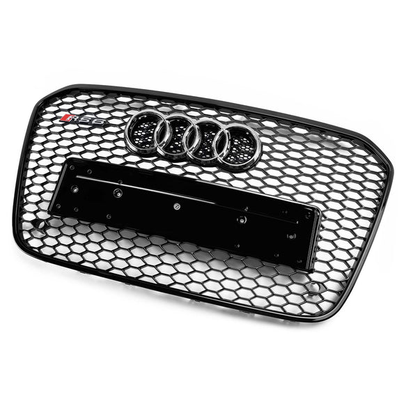 Audi A6 C7/S6 2012–2015 vor dem Facelift, RS6-Stil, Waben-Frontstoßstangengrill, schwarzer Grill