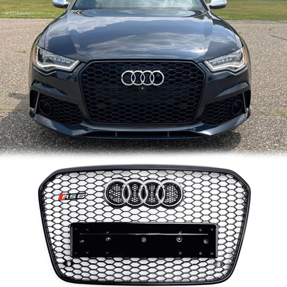 Griglia nera a nido d'ape in rete anteriore stile RS6 per Audi 2012-2015 A6 S6 C7