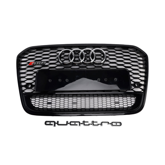 Audi A6/S6 C7 2012-2015 RS6 Quattro stile griglia a nido d'ape paraurti anteriore griglia nera con emblema d'argento