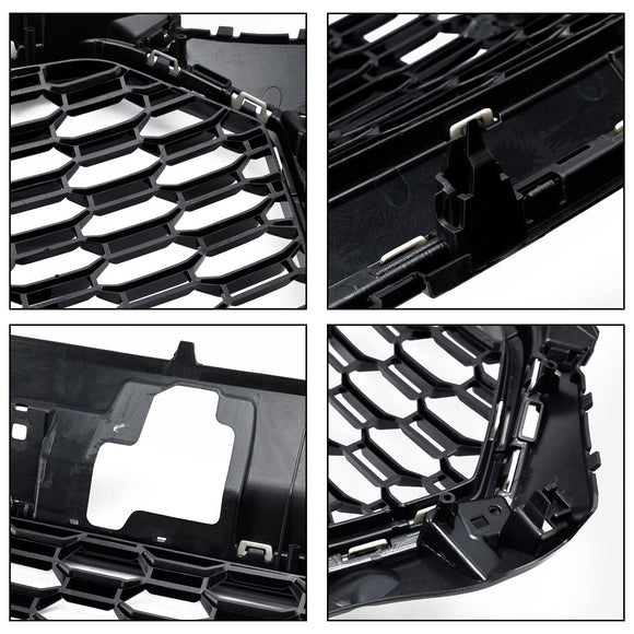 2017-2019 Audi A3/ A3 Sline/ S3 RS3 Style Honeycomb Mesh Grille Front Bumper Glossy Black Grill With Ring Emblem