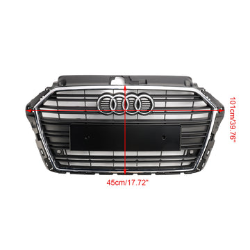 2017-2019 Audi A3 / S3 Front Bumper Horizontal Slat Grill Chrome Grill - 0