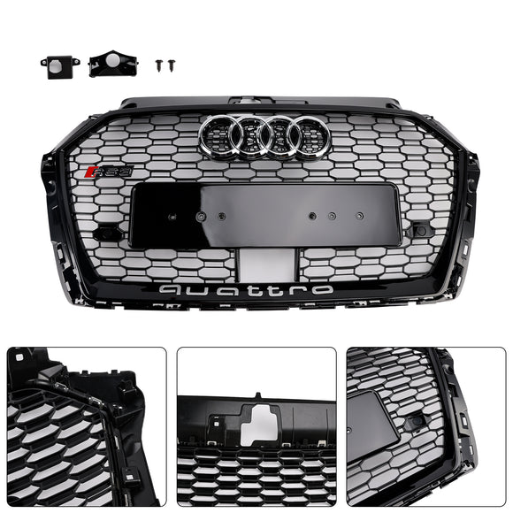 Audi A3/S3 2017-2019 Griglia stile RS3 a nido d'ape per paraurti anteriore con foro ACC