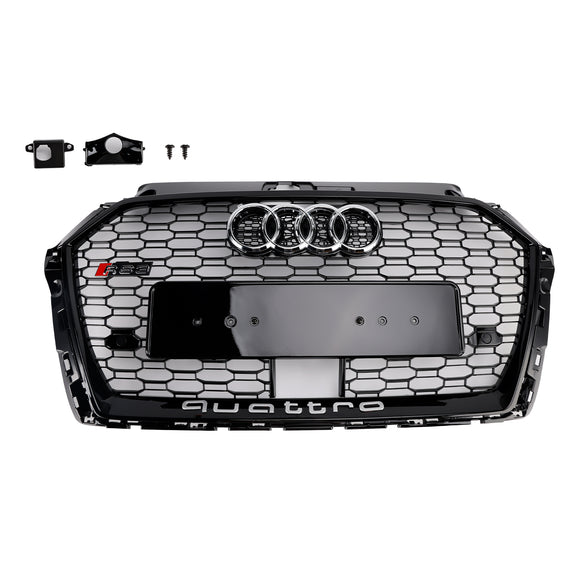 Audi A3/S3 2017-2019 Griglia stile RS3 a nido d'ape per paraurti anteriore con foro ACC