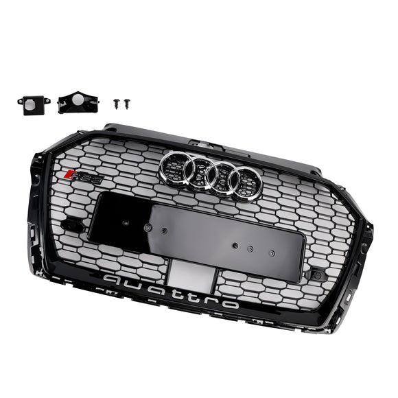 Audi A3/S3 2017-2019 Griglia stile RS3 a nido d'ape per paraurti anteriore con foro ACC