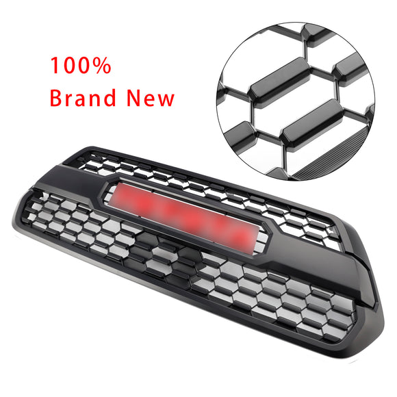Toyota Tacoma 2016-2023 3rd Gen TRD Pro Grill Matte Black Replacement Front Grill W/ Red Letter