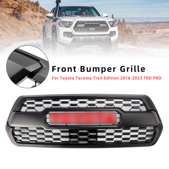 2016-2023 Toyota Tacoma TRD PRO Style Grill Front Bumper Replacement Black Grille Kit W/ LED Light