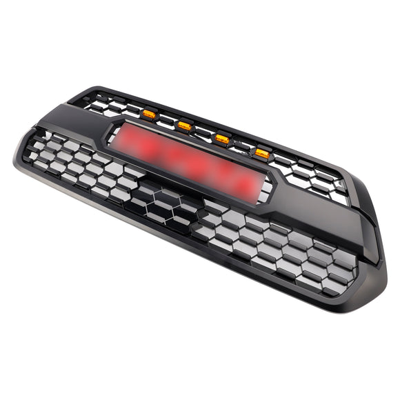 Toyota Tacoma der 3. Generation | TRD PRO Grill | 2016-2023 | Frontstoßstangengitter | Roter Buchstabe + Sensorabdeckung + gelbe LED