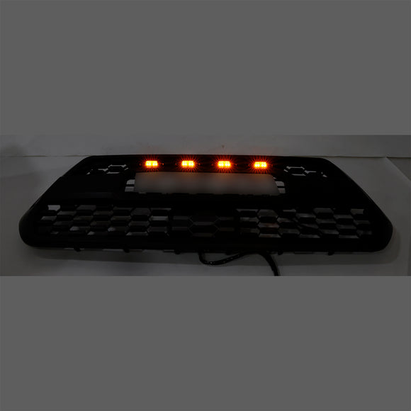 TRD PRO Style Grill For Toyota Tacoma 2016-2023 Grille White Letter + 4 Amber LED Light  + Sensor Cover