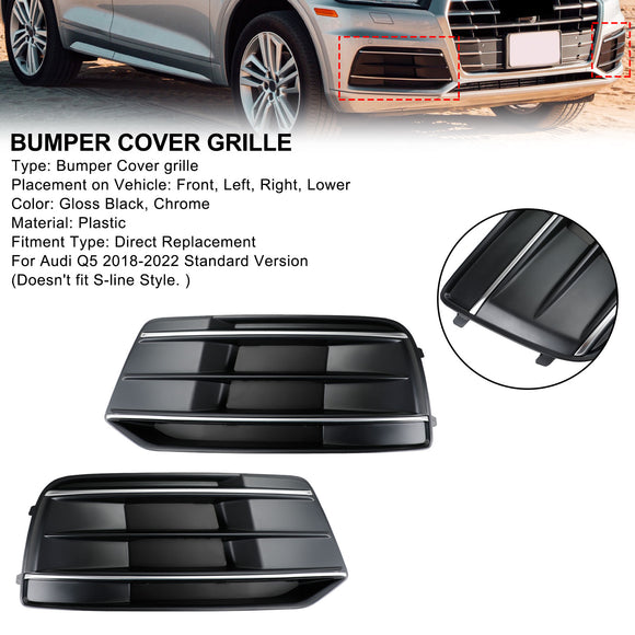 Audi Q5 2018-2021 FY 2PCS Front Bumper Lower Cover Grill Honeycomb Mesh Black Fog Light Grille