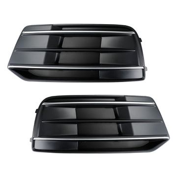 Audi Q5 Standard Version 2018-2021 2PCS Black/Chrome Front Bumper Cover Grille Bezel Insert Generic