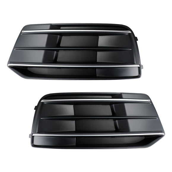 Audi Q5 Standard Version 2018-2021 2PCS Black/Chrome Front Bumper Cover Grille Bezel Insert Generic