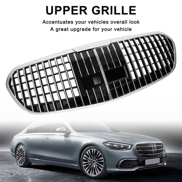 Mercedes Benz Clase S 2021-2023 W223 Parrilla delantera de repuesto estilo Maybach cromada negra S450 S500 S580