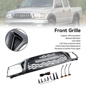 Estilo TRO PRO | Toyota Tacoma | Rejilla negra mate | 2001 2002 2003 2004 | Rejilla de parachoques delantero + luz LED + letra - 0
