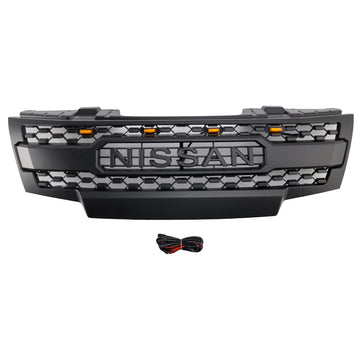 Griglia di ricambio per paraurti anteriore Nissan Frontier nero opaco 2009-2016 con luci a LED