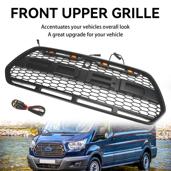 Ford Transit MK8 2015-2019 Raptor Style Grill Gross Black Front Bumper Grille W/ 3LED