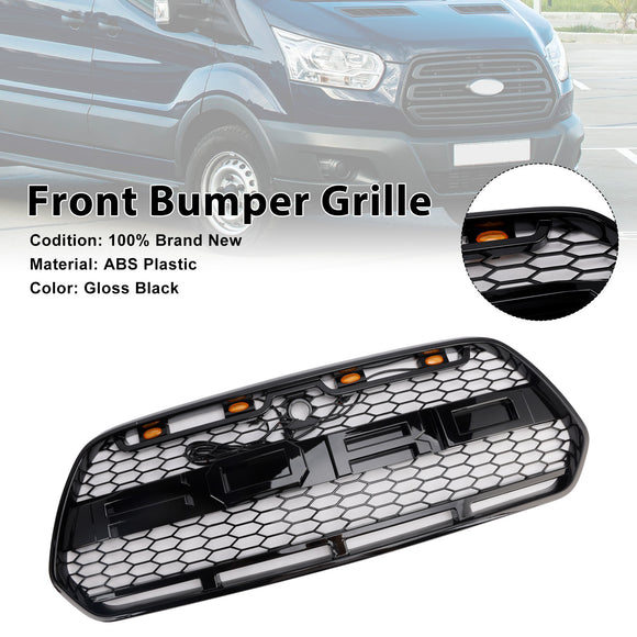 Ford Transit MK8 2015-2019 Raptor Style Grill Gross Black Front Bumper Grille W/ 3LED