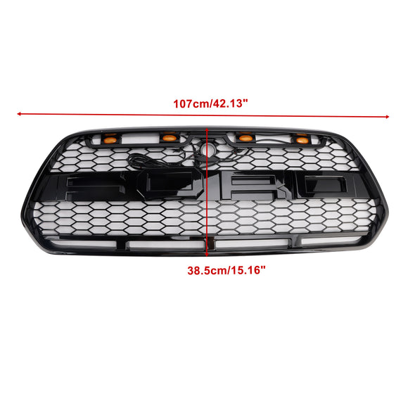 Ford Transit MK8 2015-2019 Raptor Style Grill Gross Black Front Bumper Grille W/ 3LED