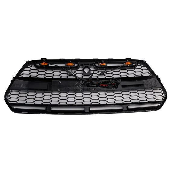 Ford Transit MK8 2015-2019 Raptor Style Grill Gross Black Front Bumper Grille W/ 3LED
