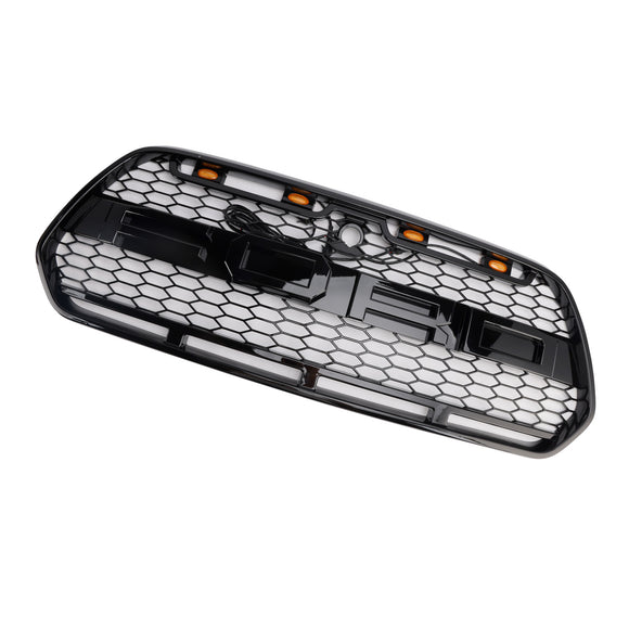 Ford Transit MK8 2015-2019 Raptor Style Grill Gross Black Front Bumper Grille W/ 3LED