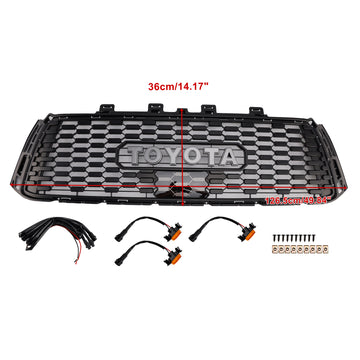Toyota Tundra 2010-2013 TRD PRO Style Grille Parrilla de parachoques delantero de panal negro con luz LED - 0