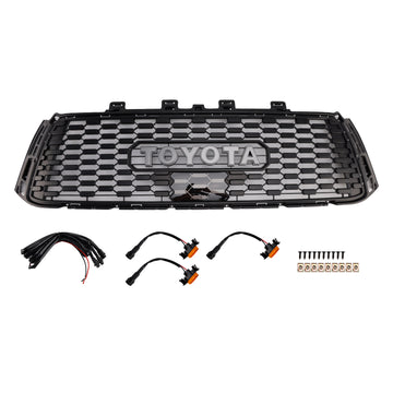 Toyota Tundra 2010-2013 TRD PRO Style Grille Parrilla de parachoques delantero de panal negro con luz LED