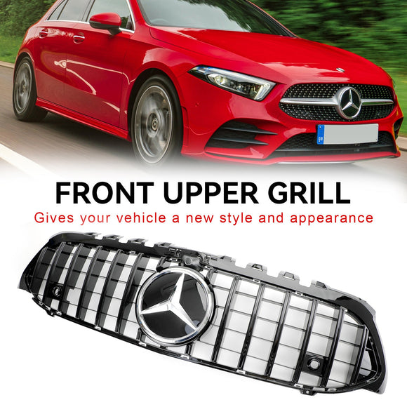 Mercedes-Benz A-KLASSE W177 A180/200/A35 2019–2023 Kühlergrill für die Frontstoßstange, schwarz, Ersatzgrill im AMG-Stil