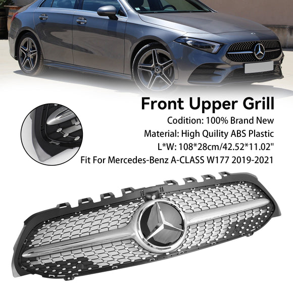 Mercedes Benz W177 Griglia paraurti anteriore a diamante CLASSE A A180/200/A35 2019-2023 Griglia cromata nera