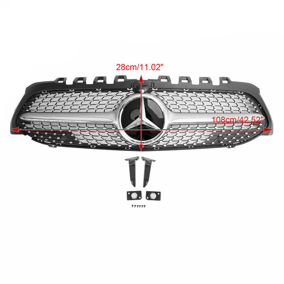 Mercedes Benz W177 Griglia paraurti anteriore a diamante CLASSE A A180/200/A35 2019-2023 Griglia cromata nera