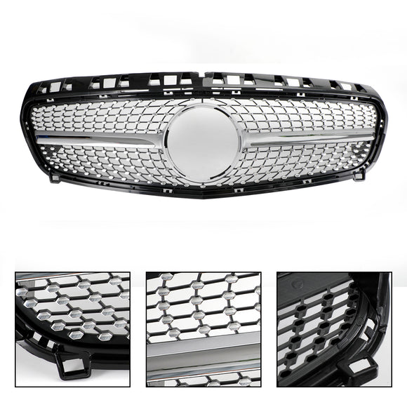 Mercedes 2013-2015 W176 A-Class A180/200/A45 Front Bumper Grille Black Chrome Replacement Grill
