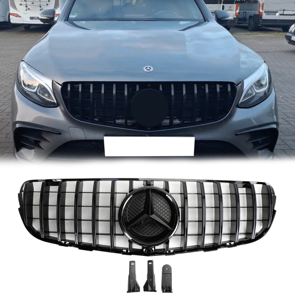 Griglia nera sostitutiva per paraurti anteriore con griglia in stile Mercedes Benz GLC-Class X253 AMG 2015-2019