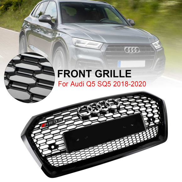 2018-2020 Audi Q5 SQ5 Front Honeycomb Mesh Grill RSQ5 Style Grill Replacement Black Grille