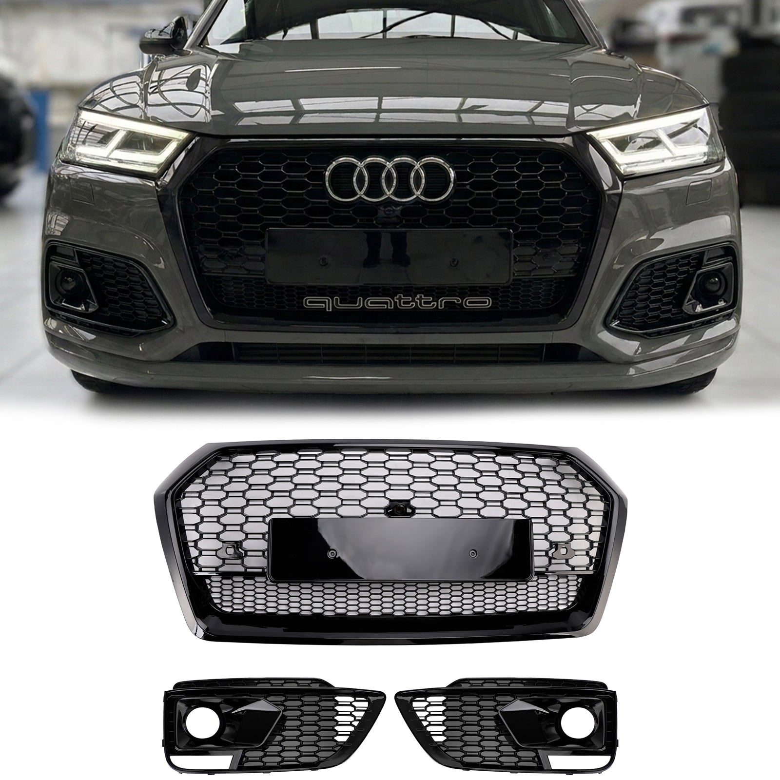 2017-2020 Audi Q5 Sline / SQ5 Front Black Grille RSQ5 Style