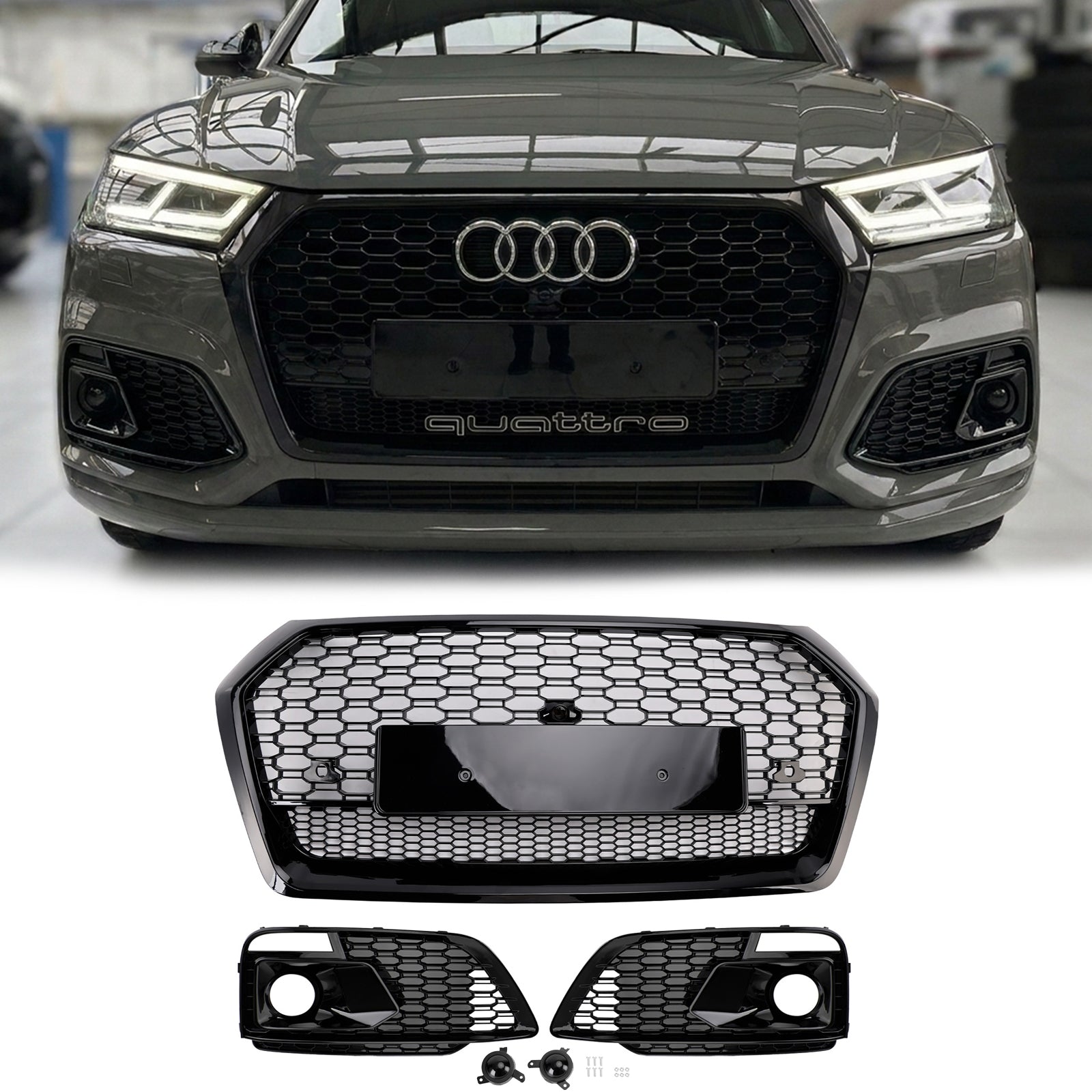 2017-2020 Audi Q5 Sline / SQ5 Front Black Grille RSQ5 Style