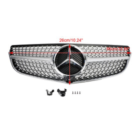 2014-2017 Mercedes Benz E-Class W207 C207 2-Doors Coupe Front Bumper Grill Diamond Style Grille W/ Emblem - 0
