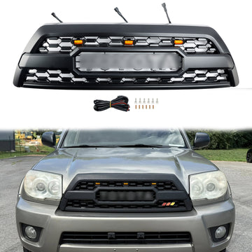 Parrilla de parachoques delantero estilo Toyota 4Runner TRD PRO 2006-2009, rejilla negra con luz LED - 0