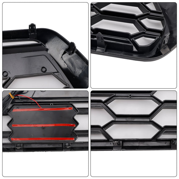 Parrilla delantera estilo barra de luz TRD Pro para Toyota Tacoma 2016-2023, color negro, con LED & Barra de luz